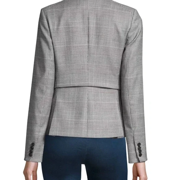 $695 Veronica Beard Paloma Wool Plaid Print Zipper Cropped Jacket Blazer size 6
